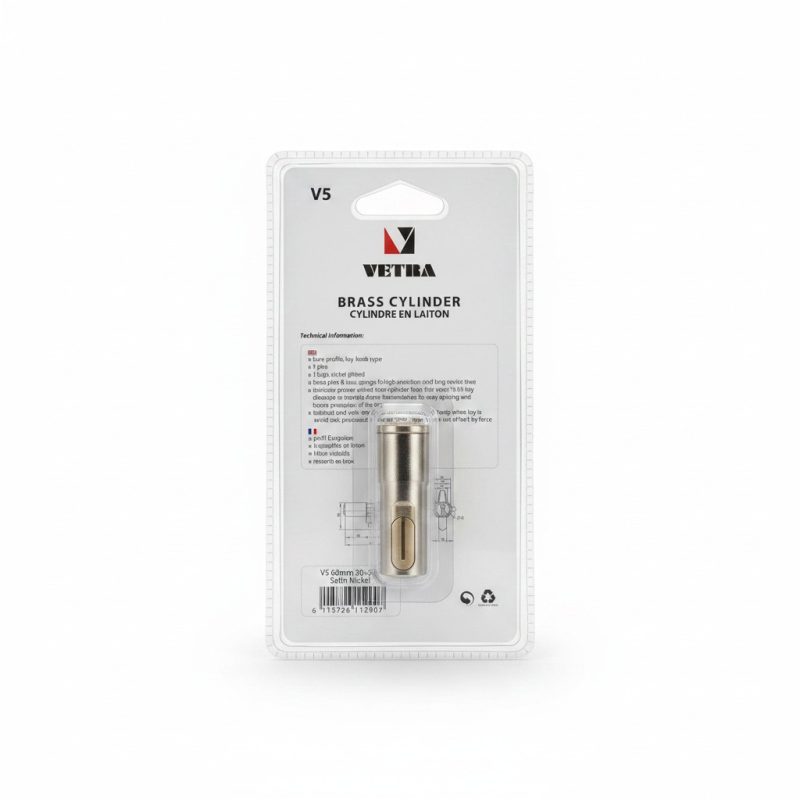 8640331 Cylindre à bouton VETRA V5 60mm (30+30) en laiton