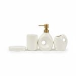 Set 4 accessoires de salle de bain en céramique blanc