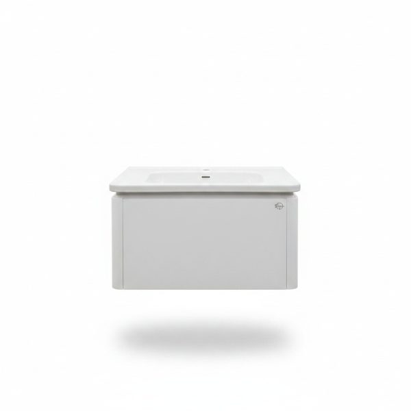 Meuble Salle de Bain PVC 80cm Blanc avec Vasque Royo