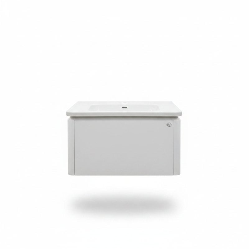 Meuble Salle de Bain PVC 80cm Blanc avec Vasque Royo