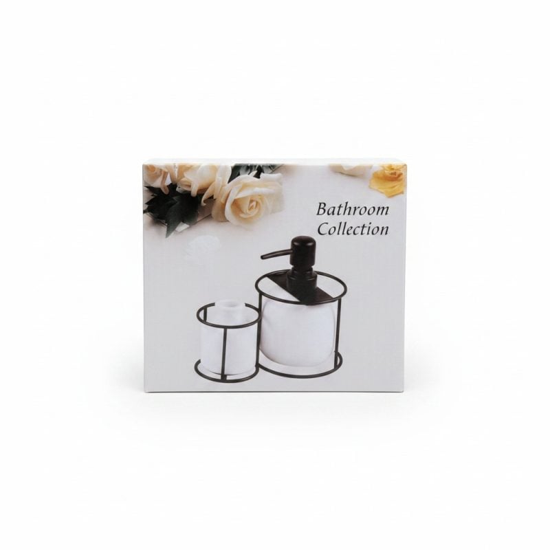 9813021 Set Distributeur Savon et Pot d'Ambiance sur Support Métal