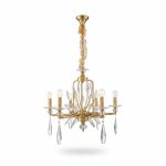 Suspension Lustre Cristal Doré 6 Branches Ø 60 cm