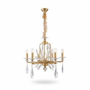 Suspension Lustre Cristal Doré 6 Branches Ø 60 cm