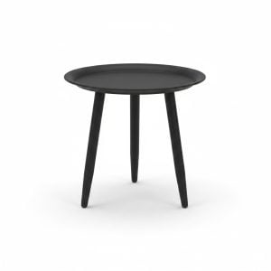 Table ronde d'appoint en métal noir avec plateau à rebord