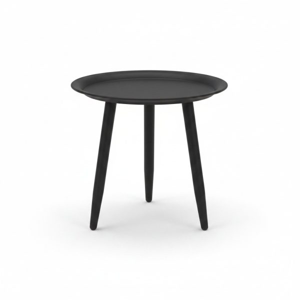 Table ronde d'appoint en métal noir avec plateau à rebord