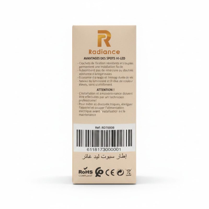 Spot LED Encastrable Rond 7W 4000K Noir Radiance RD7000B