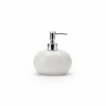 Distributeur de Savon en Céramique Blanc à Motif Vagues