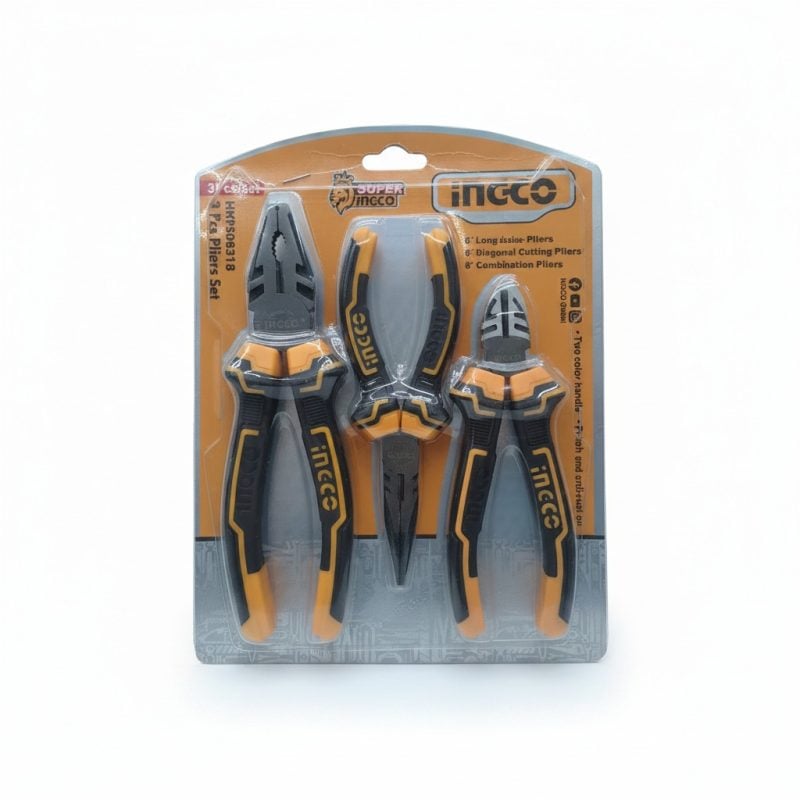 Set de 3 Pinces (Universelle, Bec Long, Coupante) INGCO