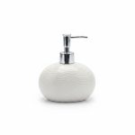 Distributeur de Savon en Céramique Blanc à Motif Vagues