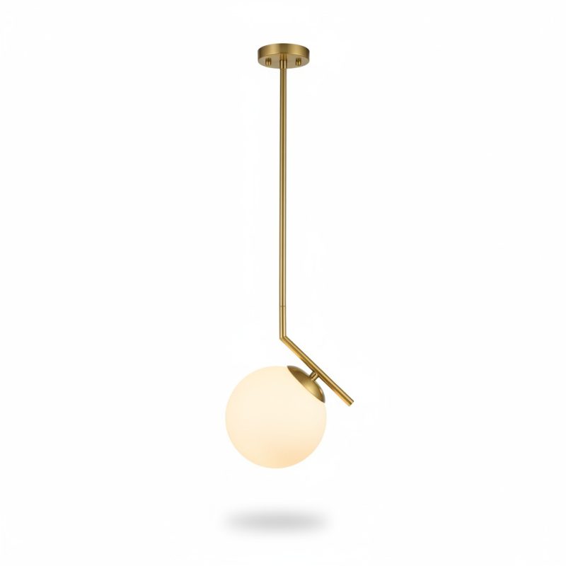 Suspension LIDO alu doré et globe verre D20cm E27