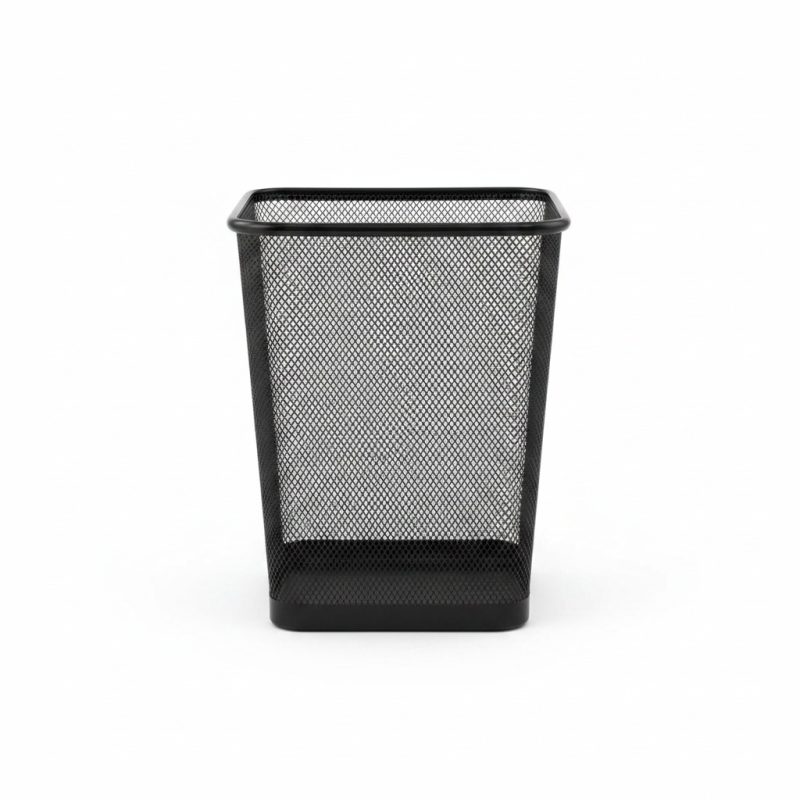Poubelle Rectangulaire Métal Noir 21x27,5 cm pour Salle Bain