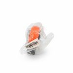 Roue pivotante orange D75 mm avec frein sur platine