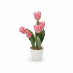 Plante Artificielle Tulipes Roses en Pot Blanc