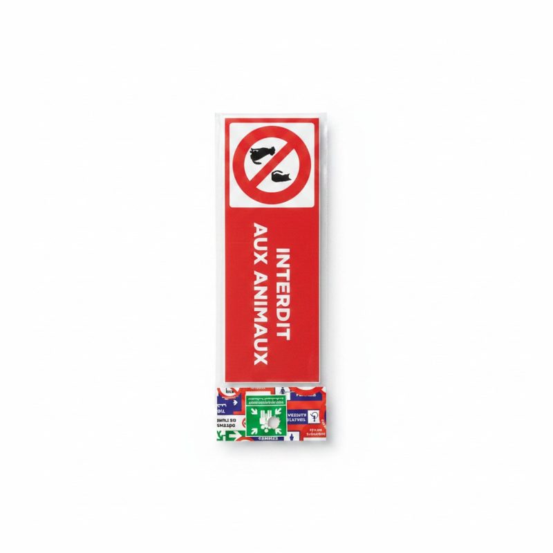 Plaque signalétique adhésive Interdit aux animaux