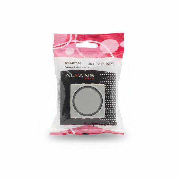 Bouton Poussoir Rond Lumineux 45 Gris Alyans M5942/03G