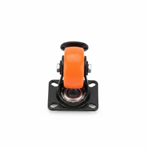 Roue pivotante orange D50 mm avec frein pour meuble