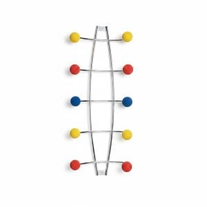 Patère murale design 10 crochets boules multicolores