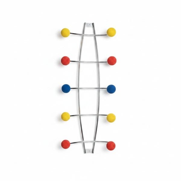 Patère murale design 10 crochets boules multicolores
