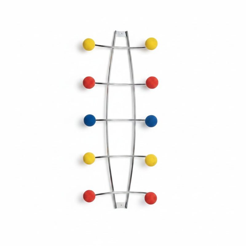 Patère murale design 10 crochets boules multicolores