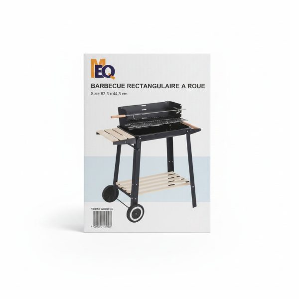 Barbecue à Charbon Rectangulaire sur Roues MEQ 82,3x44,3 cm