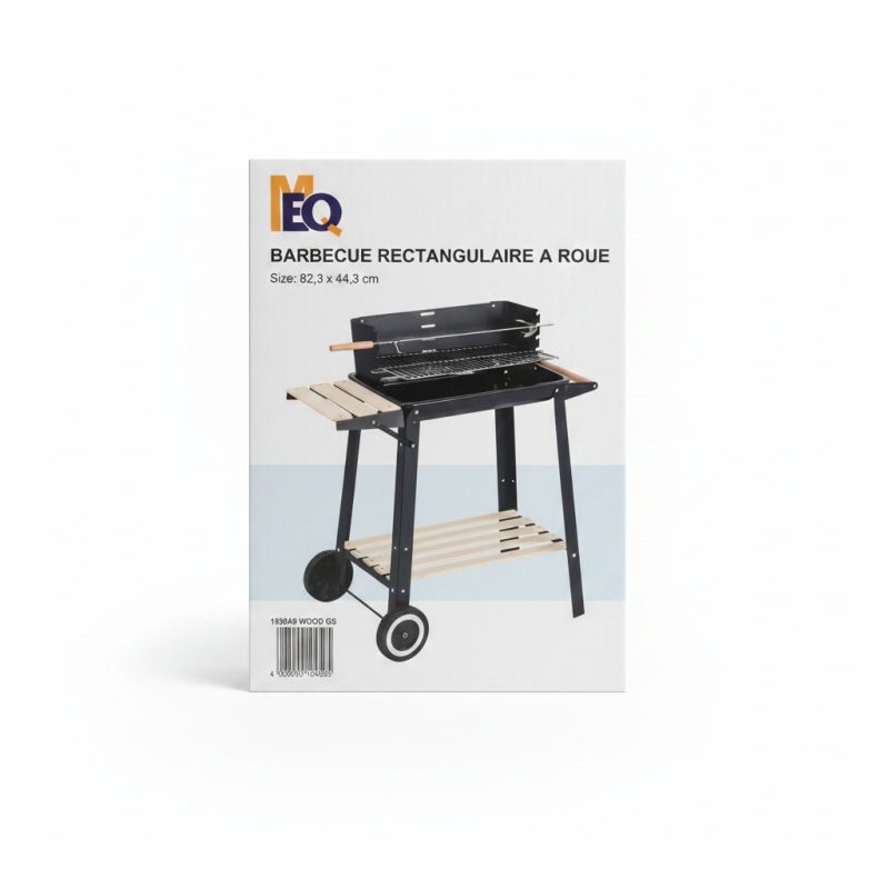 9765791 Barbecue à Charbon Rectangulaire sur Roues MEQ 82,3x44,3 cm