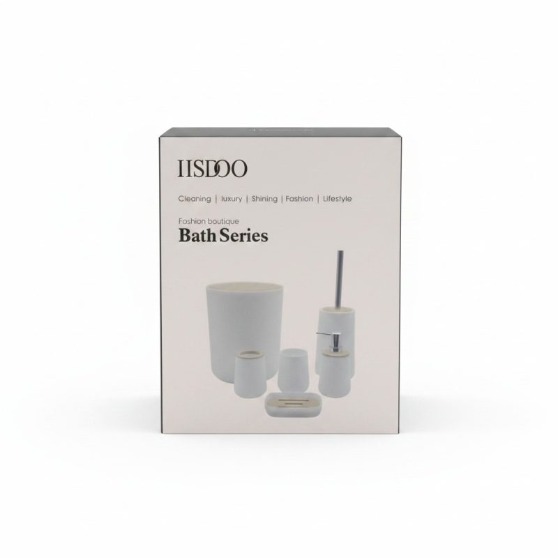 Set 6 accessoires salle de bain PVC Beige IISDOO