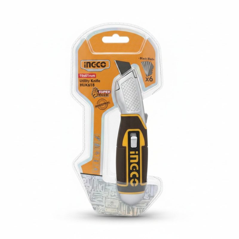 Couteau utilitaire 19mm INGCO HUK618 avec 6 lames SK4