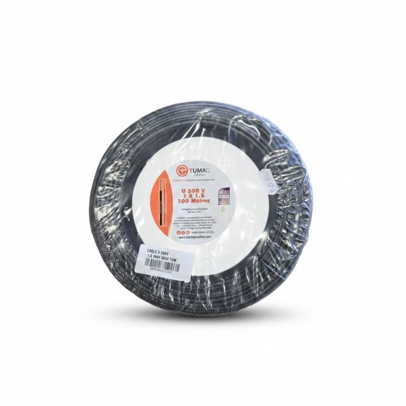 Câble Électrique U 500V 1.5mm² Noir 100m TUMAG