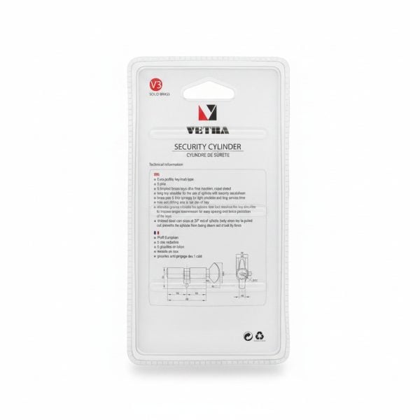 Cylindre à bouton VETRA V3 30x30mm avec 5 clés à points
