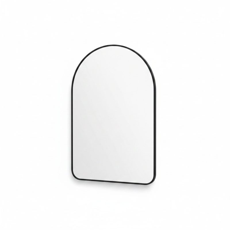 Miroir mural arche 60x80 cm avec cadre noir pour salle de bain