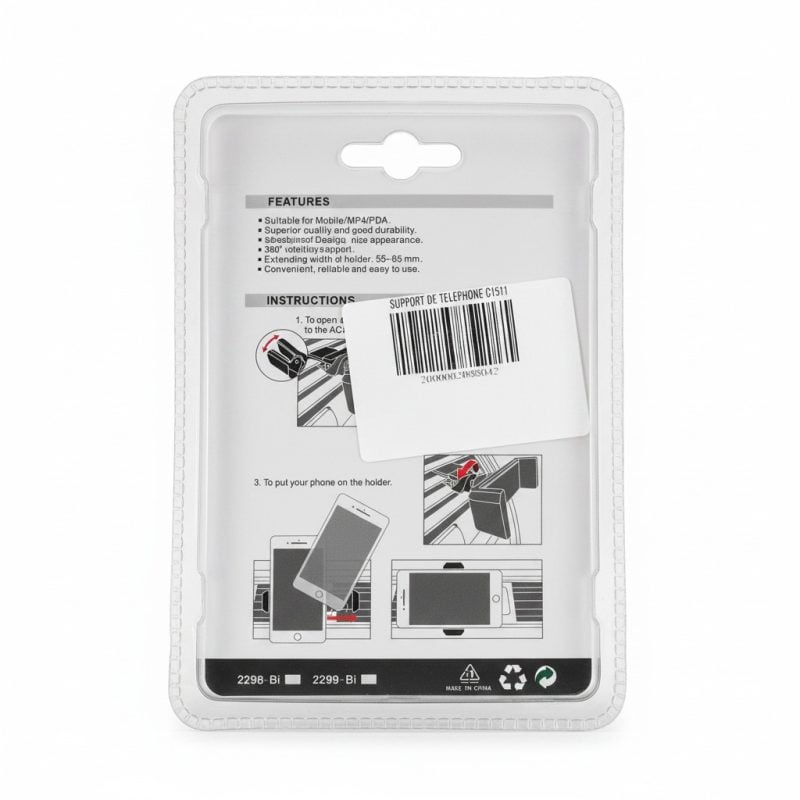 Support téléphone voiture pour grille d'aération 5585 mm