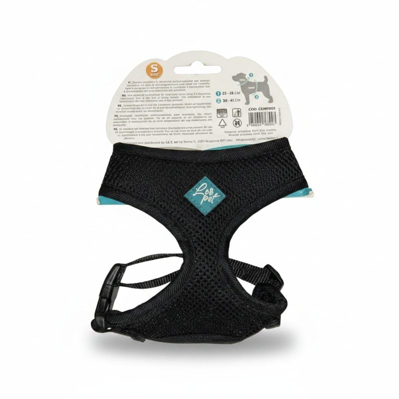 Harnais doux en maille noir S Lisy Pet pour petit chien