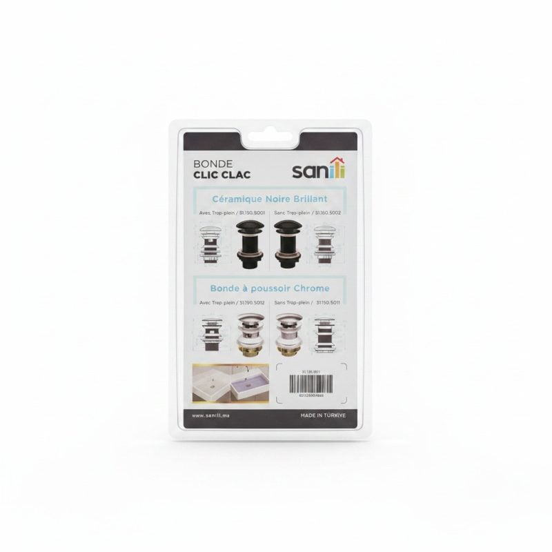 9718311 Bonde de lavabo ClicClac Sanili sans tropplein Chrome