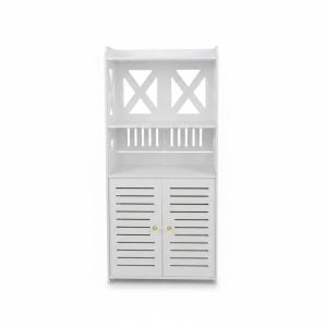 Meuble de Rangement PVC Blanc 40x25x90cm pour Salle de Bain