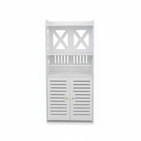 Meuble de Rangement PVC Blanc 40x25x90cm pour Salle de Bain