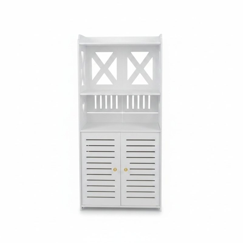 Meuble de Rangement PVC Blanc 40x25x90cm pour Salle de Bain