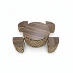 Set table et 4 tabourets en corde de papier et MDF