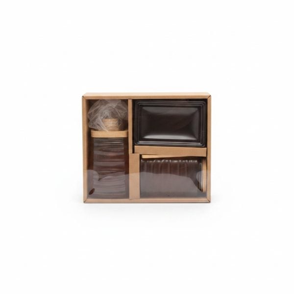 Set Accessoires Salle de Bain Céramique et Bambou 3 Pcs