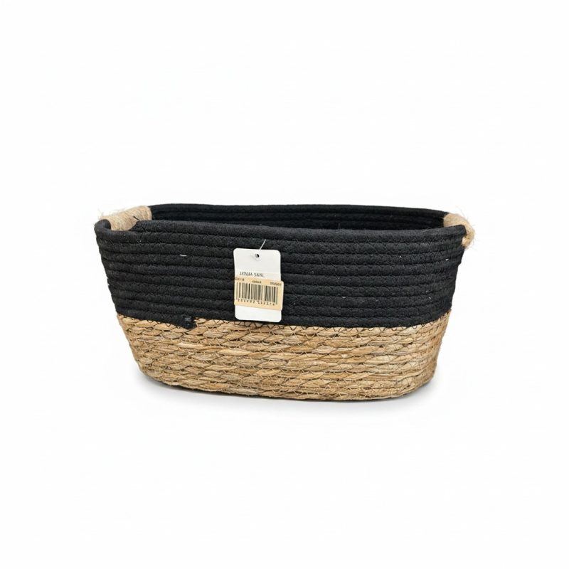 Panier rectangulaire corde et paille 33x24x16 cm | Jasma