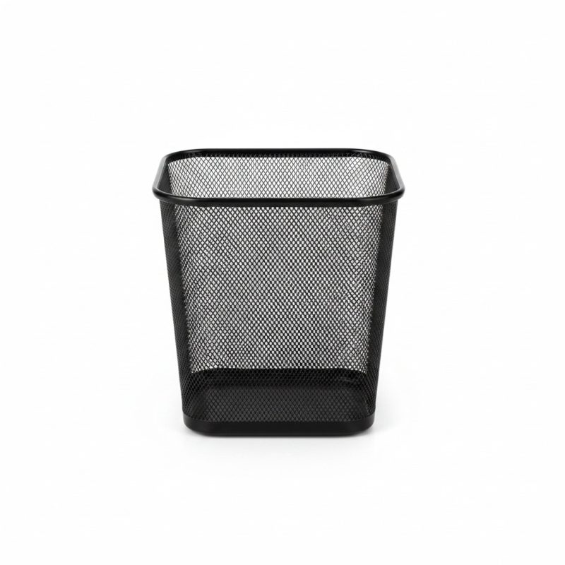 Poubelle Rectangulaire Métal Noir Maille 29.5x31 cm
