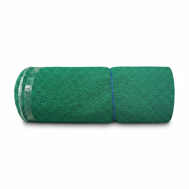 9530271 Paillasson vinyle bouclé vert grattant et drainant en rouleau