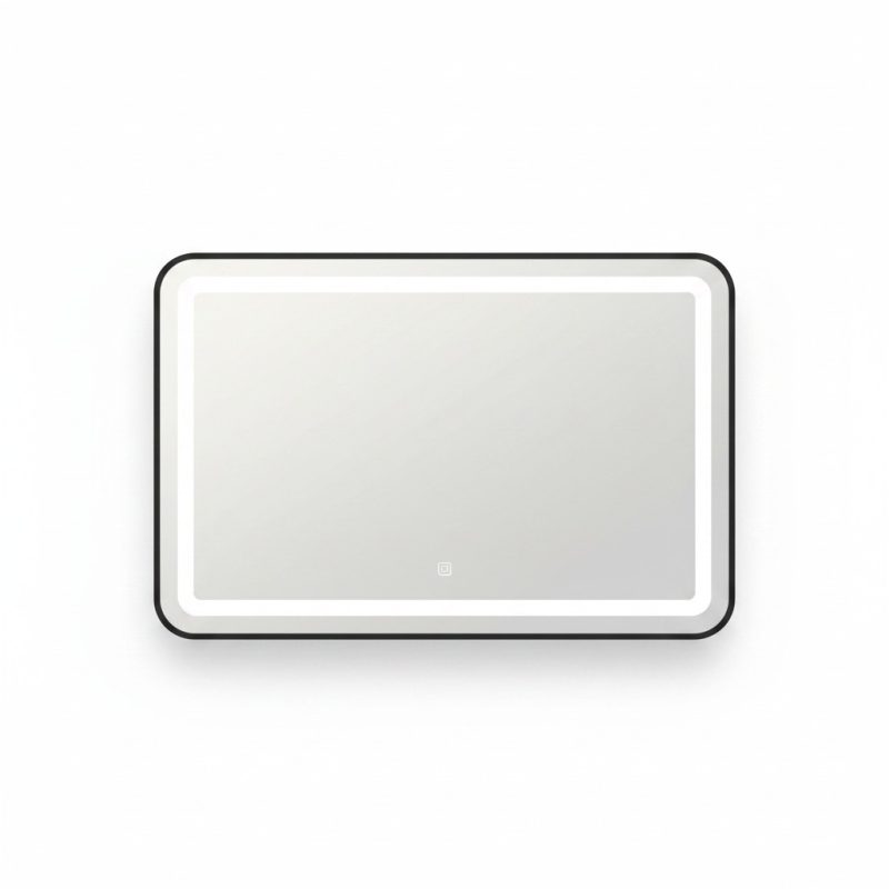Miroir LED Rectangulaire 60x80 cm Noir pour Salle de Bain