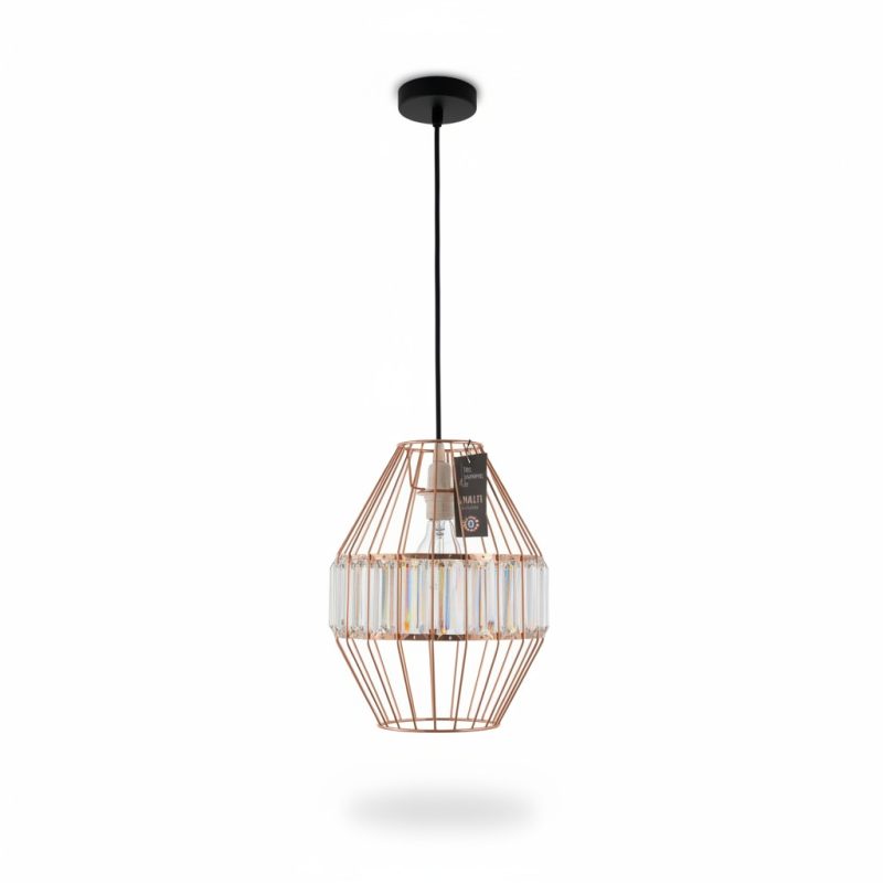 Suspension Crystal Pragas Cuivré D20 cm E14