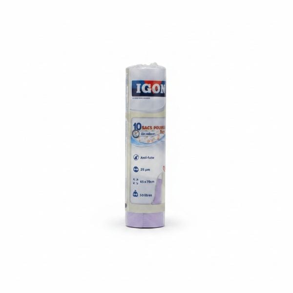 Sacs Poubelle 50L Mauve avec Liens Coulissants IGOR (x10)