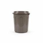 Poubelle domestique en plastique taupe avec couvercle et anse