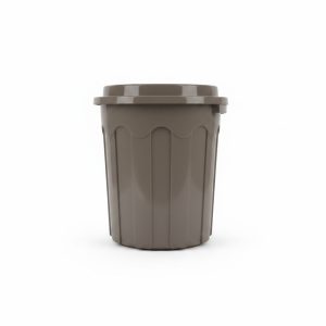 Poubelle domestique en plastique taupe avec couvercle et anse