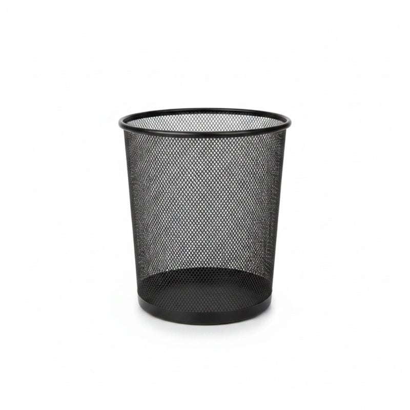 Corbeille à Papier en Maille Métal Noir pour Salle de Bain