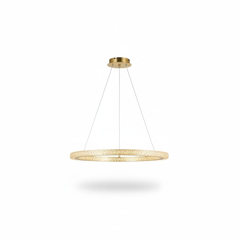 Lustre LED design anneau effet cristal doré GSD6161