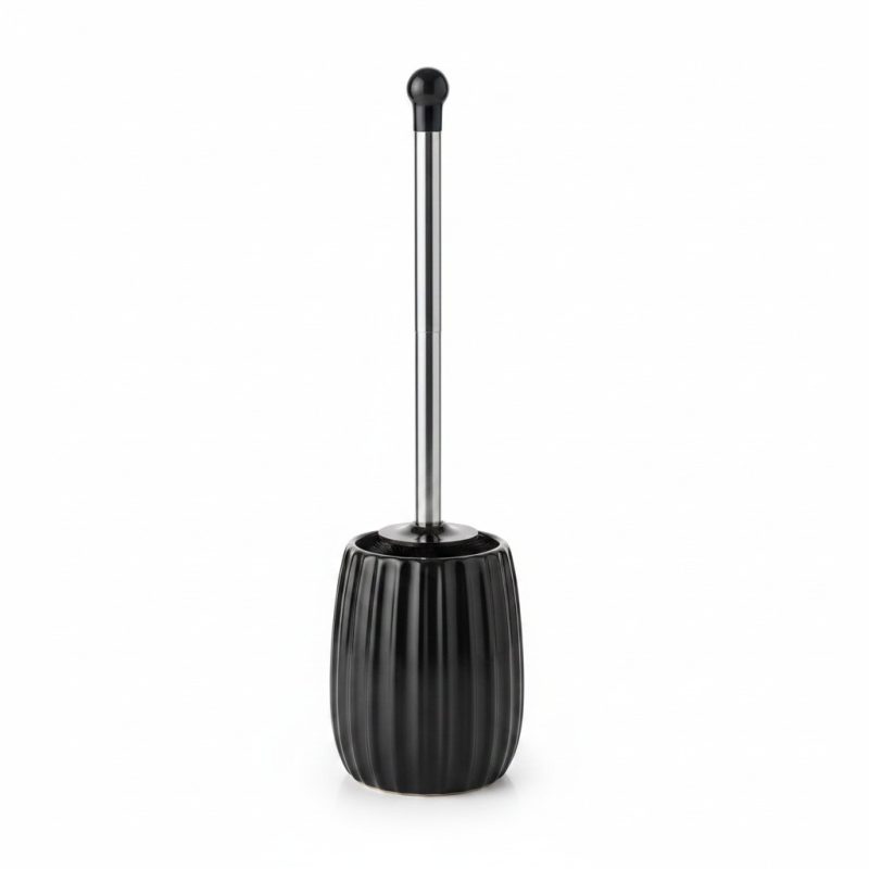 Brosse Toilette en Céramique Noire et Inox