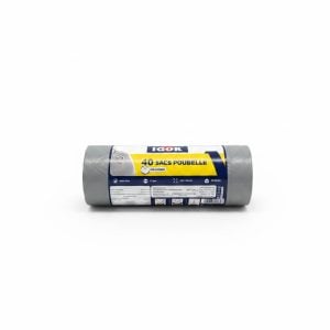 40 Sacs Poubelle Gris 30L avec Lien Coulissant IGOR